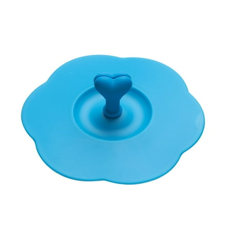 

Suction Lovely Anti-dust Airtight Seal Cover Silicone Cup Lid Drinking Cup Cover Tea Coffee with Spoon Holder BLUE