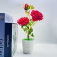 thumbnail image 3 of Sunjoy Tech Artificial Bonsai Faux Silk Flower Artificial Rose Bonsai Plastic Potted Plant Living Room Ornament, 3 of 8