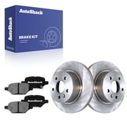 AutoShack Rear Solid Brake Rotors + Ceramic Pads 6-PC Brake Kit Replacement for 2018-2022 Chevrolet Trax 2018-2022 Buick Encore 10.55" (268 mm)