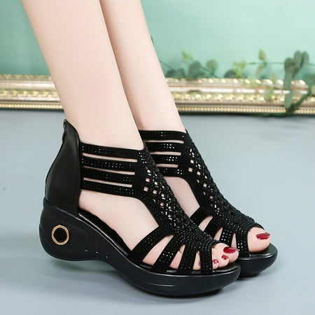 

eczipvz Platform Sandals Women Slide Sandals Comfortable Adjustable Double Buckle Platform Sandal