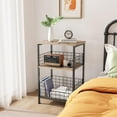 thumbnail image 4 of X-cosrack End Table,3 Tire Industrial Side Table,Wood & Metal Frame Nightstand Storage Shelf for Living Room Office Hallway(Brown+Black), 4 of 9