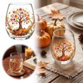 thumbnail image 2 of Autumn Stemless Glass Fall Clear Drinking Tumbler Thanksgiving Squirrel Pumpkin Maple Leaf Printed Table Drinkware for Juice Beverages for Home Dinner Party Gathering, 2 of 5