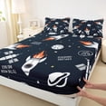 thumbnail image 3 of jejeloiu Cartoon Rocket Twin Sheet Sets,Galaxy Universe Twin Fitted Sheet,White Black Flat Sheet For Boys,Luxury Bedroom Decor,3 Pieces, 3 of 7