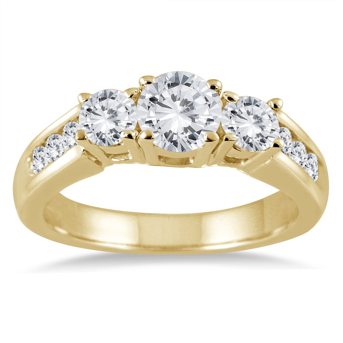 1 1 2 Carat TW Diamond Three Stone Ring in 10K Yellow Gold by SZUL