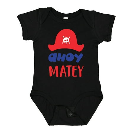 

Inktastic Ahoy Matey Pirate Hat Skull and Bones Pirates Gift Baby Boy or Baby Girl Bodysuit