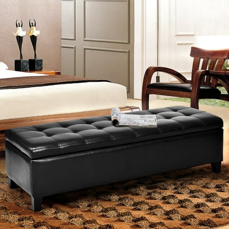 Rectangular Tufted Ottoman - Costway 51'' Storage Ottoman Bench PU Leather Home Accents Tufted Rectangular Footstool