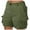1-Green, variant on Bermuda Shorts for Women Cargo Shorts Knee Length 6 Pockets Elastic Waist Long Shorts for Summer Casual