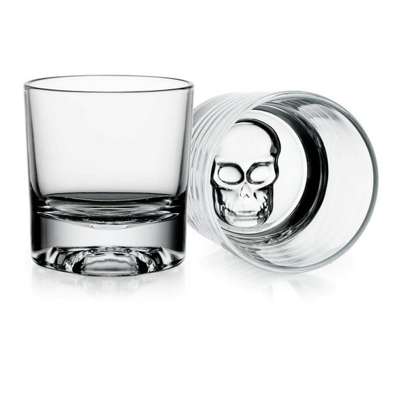Skull Double Old Fashion Glass, Set of 2
