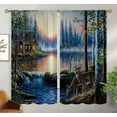 thumbnail image 2 of Deer Blackout Curtains for Home Decor,Village River Farmhouse Deer Rod Pocket Thermal Insulated Drapes Darkening Window Curtain for Girls Boy Bedroom Living Room-42"W x 45"L (Pack of 2), 2 of 7