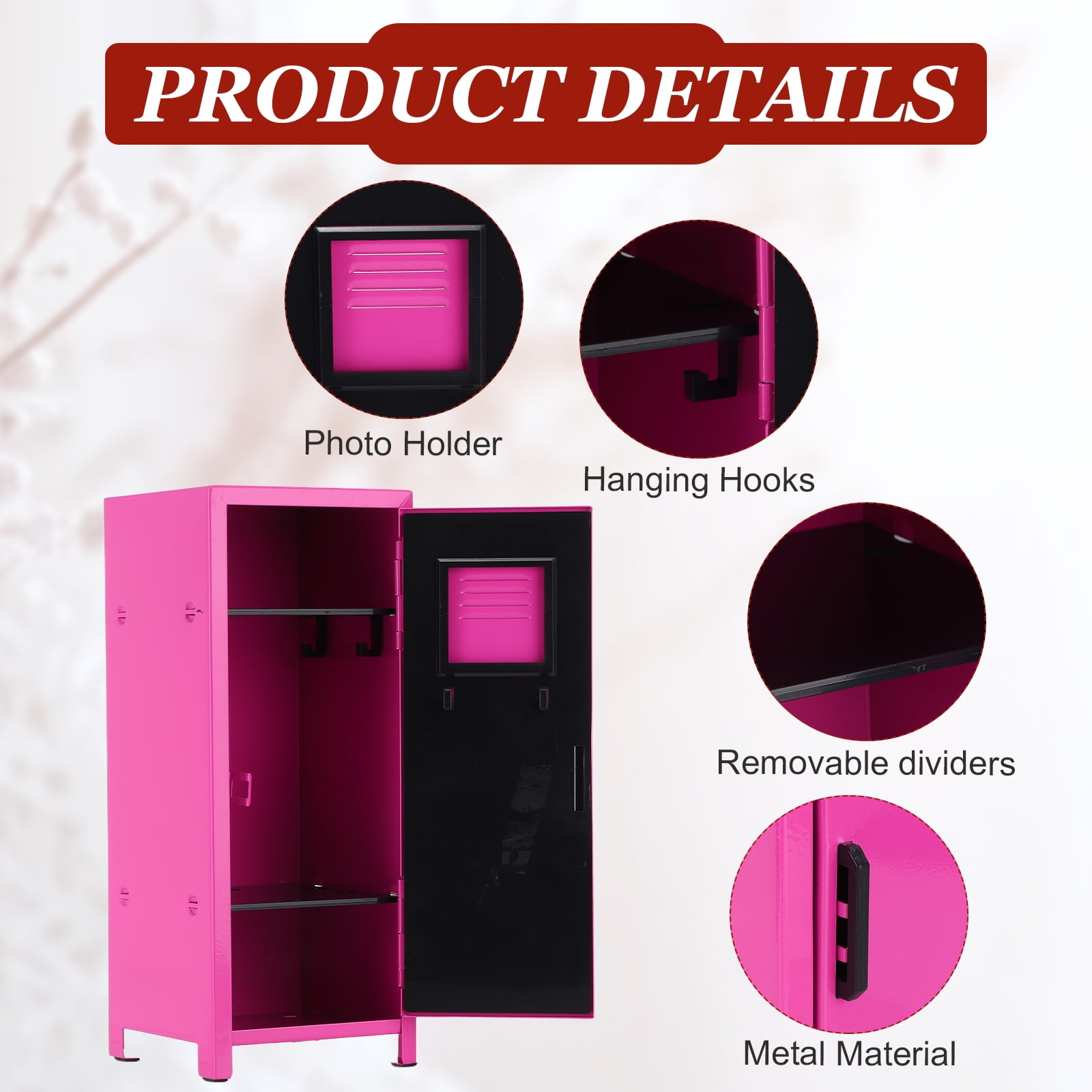 Mini Locker 4.3 x 10.8 Inch, 2 Pcs Small Locker with Lock Keys, Metal Money Safe Storage Box for Desk Bedroom, Rose Red