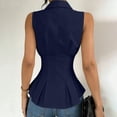 thumbnail image 3 of Uootdi Button Down Shirts for Women Point Collar Peplum Hem Sleeveless Tops for Women Slim Fit Office Attire Wrinkle Resistant Business Casual Tops for Women, 3 of 8