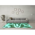 thumbnail image 3 of Ahgly Company Machine Washable Indoor Rectangle Abstract Turquoise Blue Modern Area Rugs, 8' x 10', 3 of 4