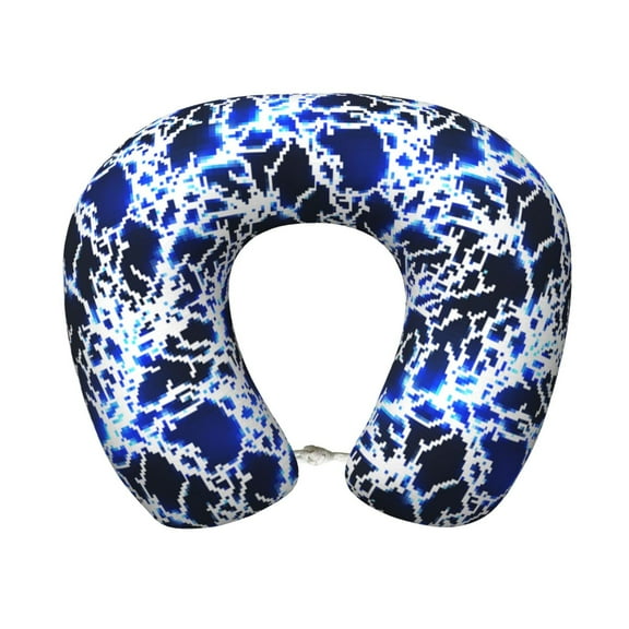 Xecao Blue Lightning2 Print Memory Foam Cervical Neck Pillow Versatile U-Shaped Pillows for Home,Office,Camping,Travelling,Soft Washable Cover