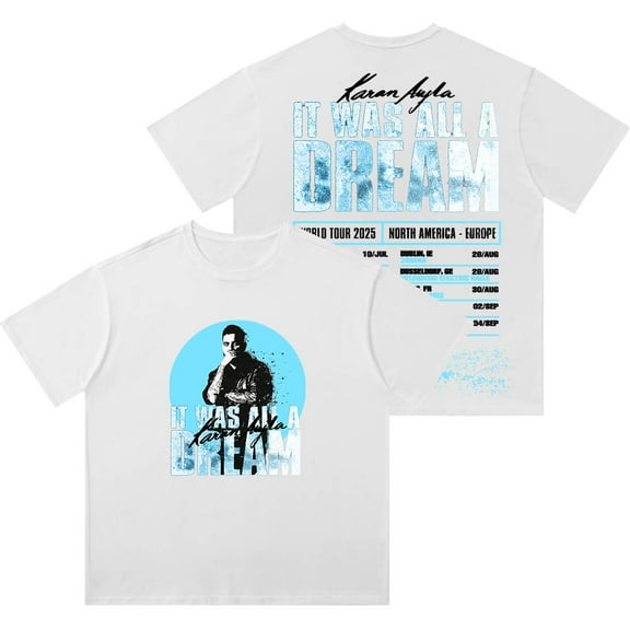 Karan Aujla It Was All A Dream World Tour 2025 Dates Wash T-Shirts Unisex Cotton Short Sleeve Tee