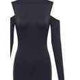 thumbnail image 3 of FashionOutfit Women's Solid Cold Shoulder Mock Neck Mini Dress, 3 of 3