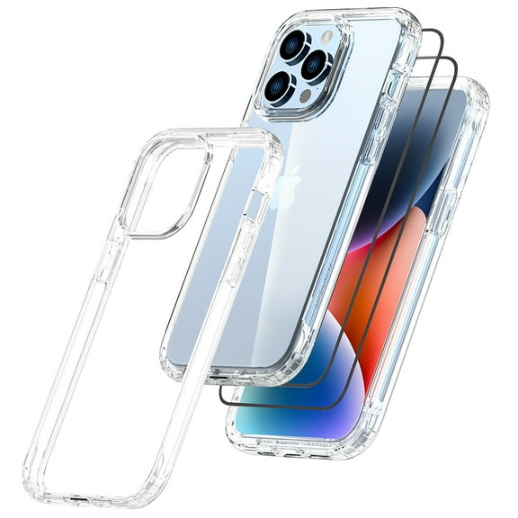 Aggxpf for iPhone 15 Pro Case with Screen Protector 2 Pack, Slim Shockproof Bumper Scratch Yellowing Resistant Phone Cover 6.7"