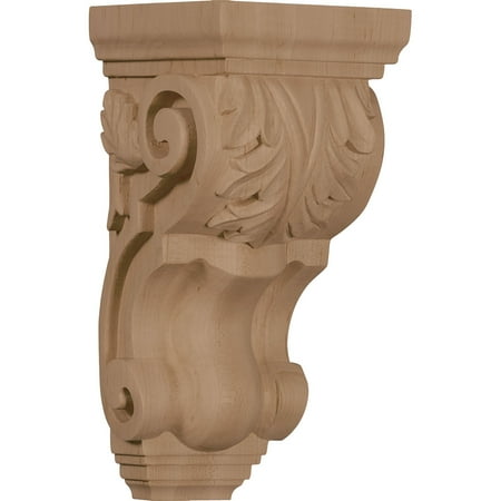 4 1/2"W x 5"D x 10"H Medium Traditional Acanthus Corbel, Mahogany