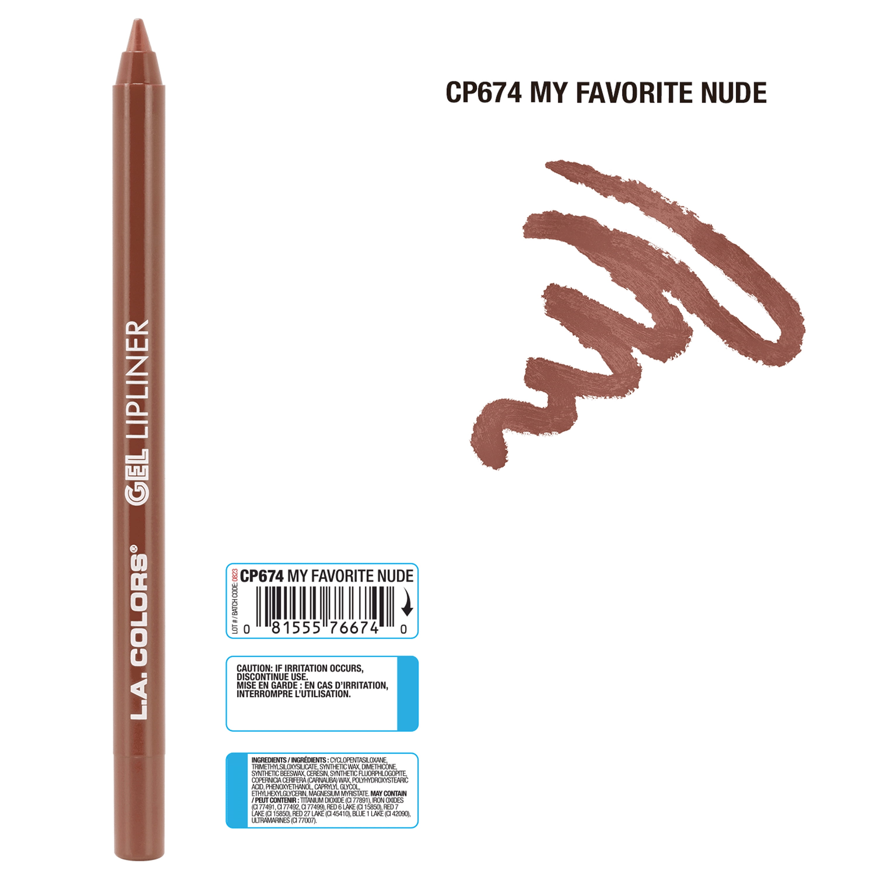 (3 pack) L.A. COLORS Long-lasting Smooth Creamy Matte Glide-on Gel Lipliner, My Favorite Nude