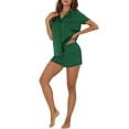 thumbnail image 4 of INSPIRE CHIC Women's Satin Pajama Sets Nightwear Sleepwear Tops with Shorts Lounge Sets 2XL Dark Green, 4 of 6