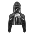thumbnail image 4 of Aislor Girls Metallic High Low Cropped Sweatshirt Long Sleeve Shiny Hoodie Hip Hop Jazz Dance Top Black 16, 4 of 4