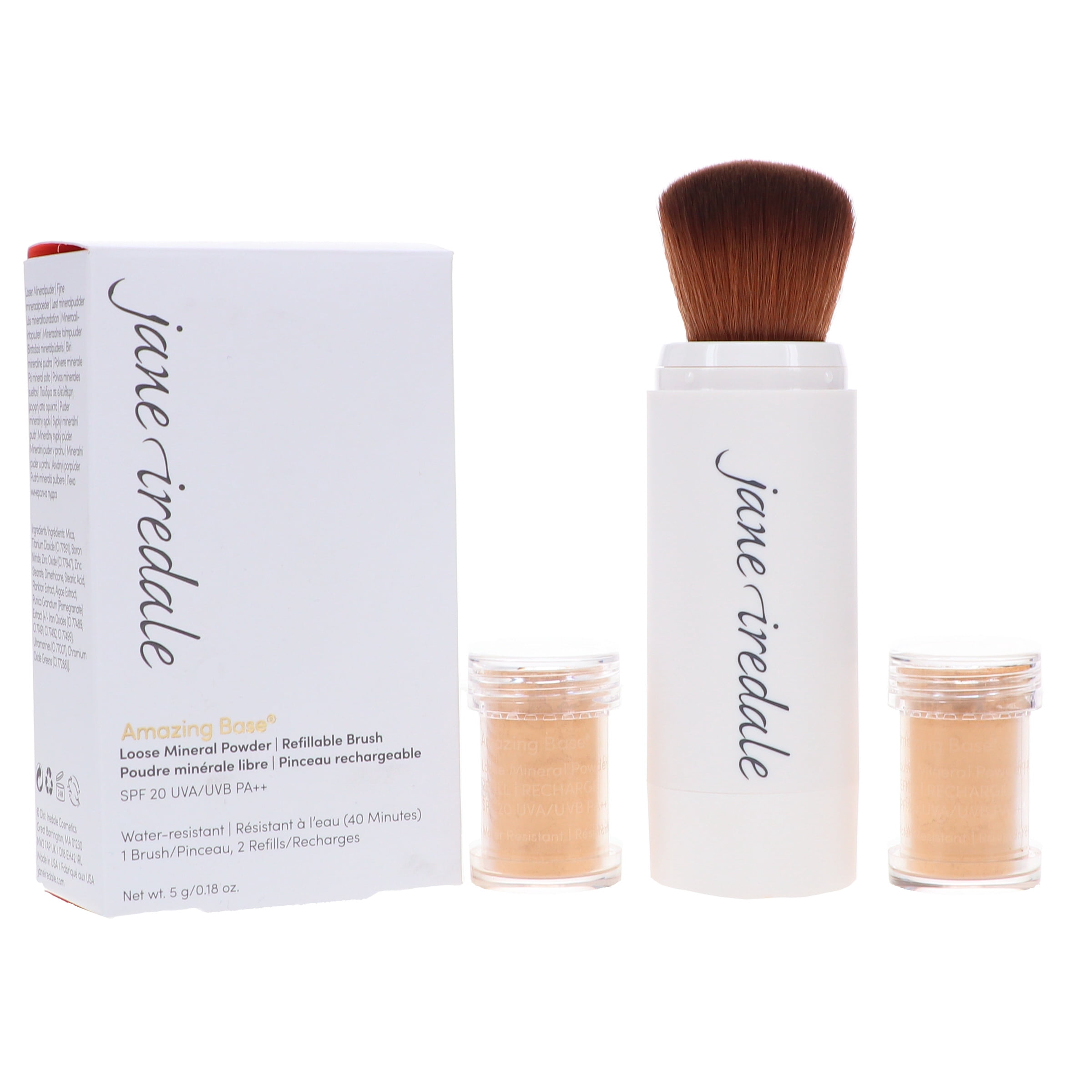 jane iredale Amazing Base Loose Mineral Powder Refillable Brush Golden Glow 0.18 oz