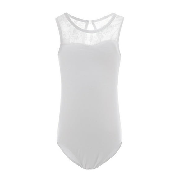 Girls Ballet Leotard Lace Gym Suit, Solid Color Sleeveless Stretchy Activewear Dancewear Onesies For Dance, Gymnastic, Stage Performance