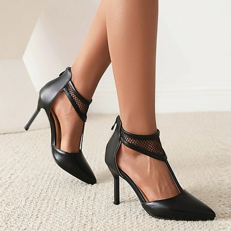 

BRISEZZS Women s Heeled Sandals- Hollow New Style Casual Pointed Stilettos Summer Sandals #212 Black-6.5