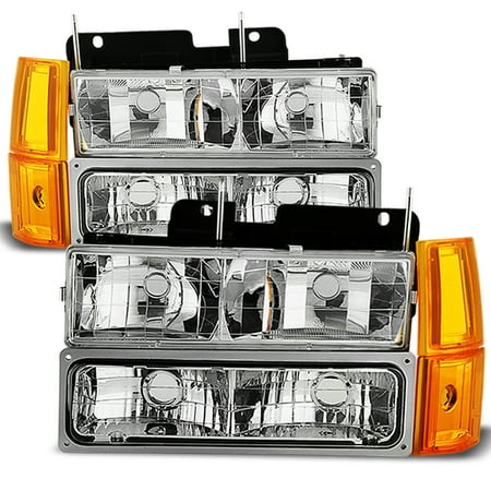 Gmc S15 Pickup Truck Headlight - Fit 1994-99 GMC C/K Pickup Suburban Sierra Clear Headlights+Bumper+Corner Lights