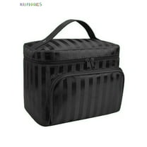 BadPiggies Women's Travel Cosmetic Bags Makeup Case with Mirror Toiletry Handbag Pouch Organizer (Black)