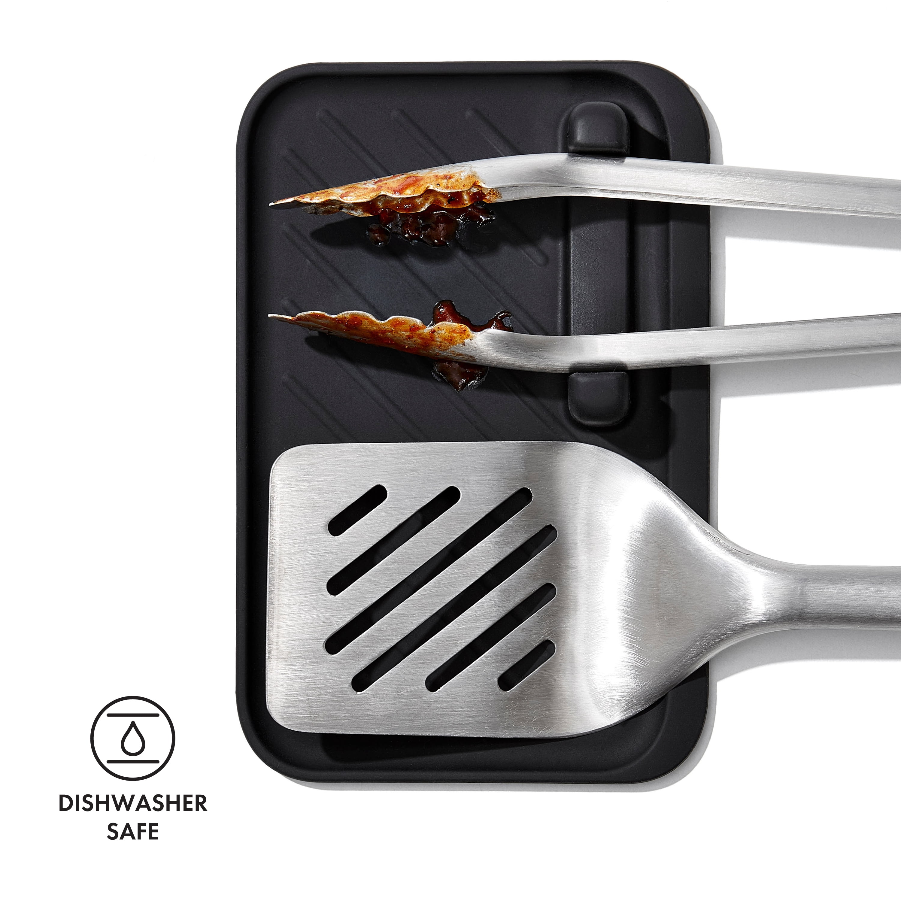 OXO Grilling Heat-Resistant Silicone Tool Rest, BBQ Utensil Holder for Grill Tools, Tongs, Spatulas and Basting Brushes