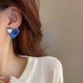 thumbnail image 3 of SUSHANG Earrings Blue Drops of Oil Love Earrings Pure Silver Needle Earrings Temperament Earrings, 3 of 8