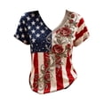 thumbnail image 4 of MEICHEN Women's V Neck Butterfly & Rose Print T Shirt Patriotic Glitter Graphic Casual Top, 4 of 4