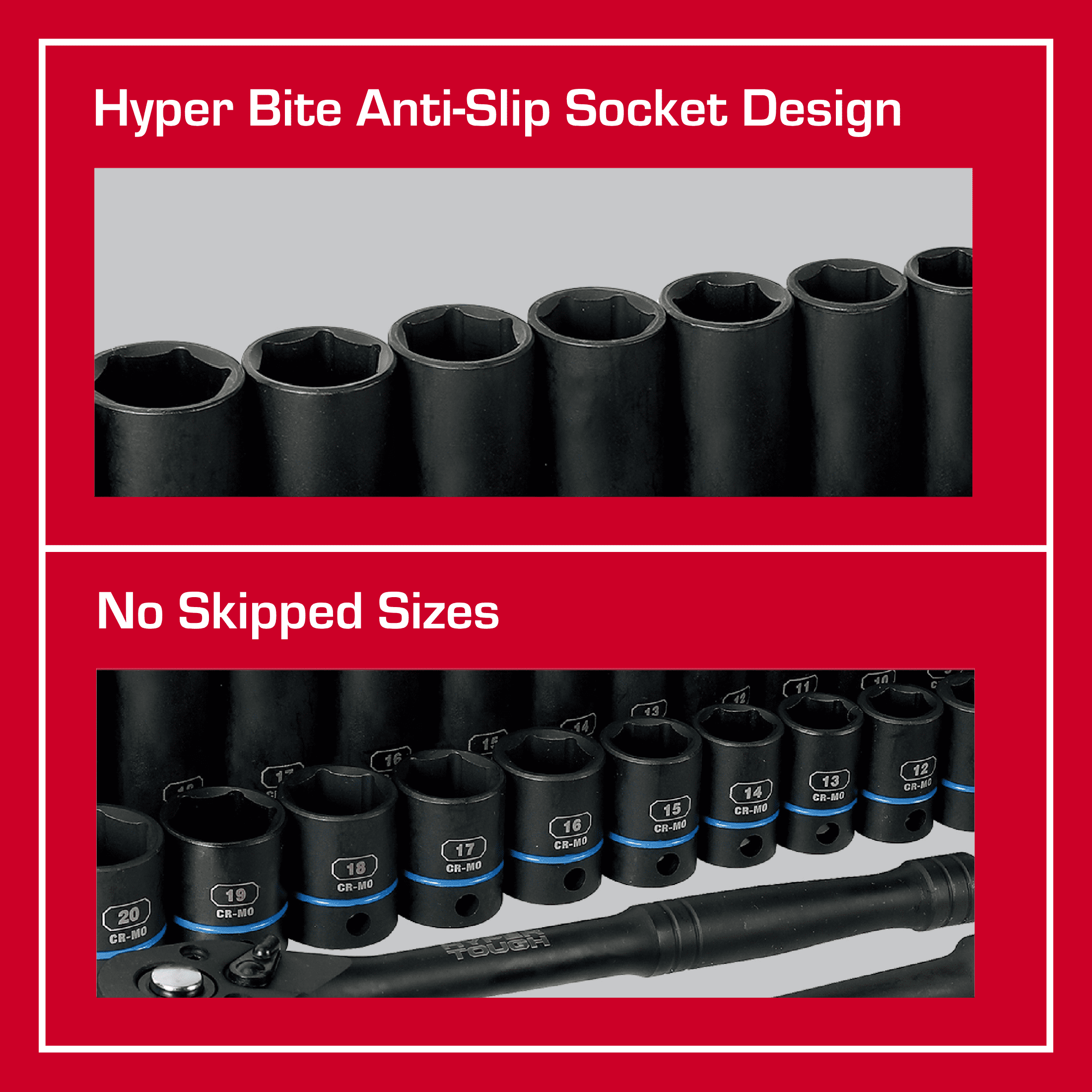 Hyper Tough 36-Piece 3/8 in Drive Metric CRMO Impact Socket Set