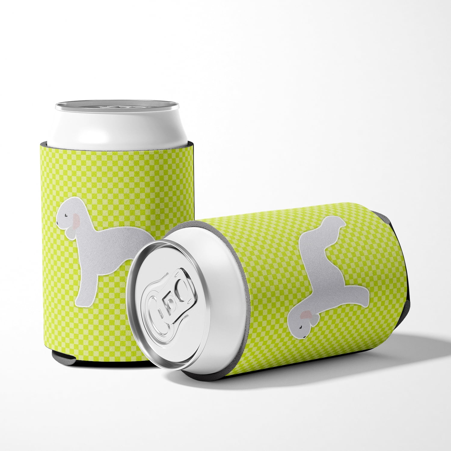 Caroline's Treasures BB3794CC Bedlington Terrier Checkerboard Green Can or Bottle Hugger, Can Hugger, multicolor