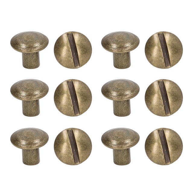 Chicago Screws Assortment Set,200 Sets Book Binding Bookbinding Round Flat Head Stud Screw Metal Nail Rivet Studs Quality You Can Trust