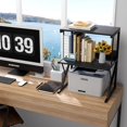 Printer Stand for Desk to Save Space, Metal+Wood for Home Office ...