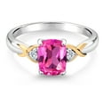 thumbnail image 3 of Gem Stone King 2.08 Ct Pink Created Sapphire E-F Lab Grown Diamond 925 Silver and 10K Yellow Gold Ring, 3 of 6