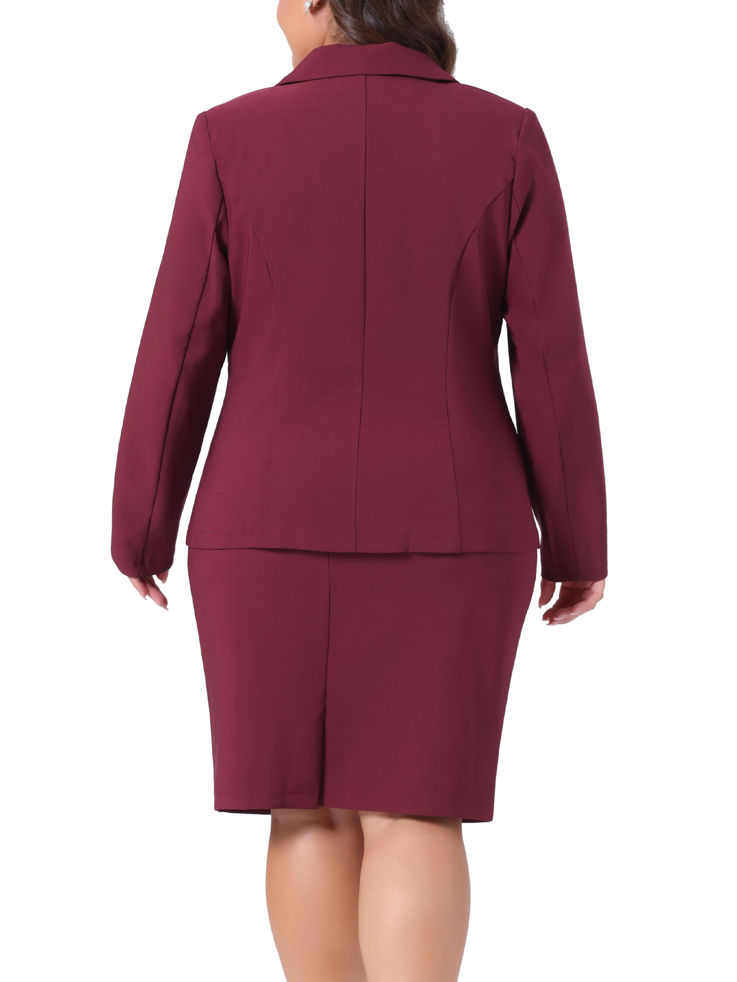 DARING DIVA Women's Plus 2 Pcs Notched Lapel Outfits Business Casual Suit Sets 4X Burgundy