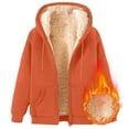 thumbnail image 4 of felwors Women's Fleece Lined Full-Zip Hooded Jacket with Pockets - Warm Casual Outwear for Daily Wear Orange, XL, 4 of 5