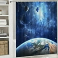 thumbnail image 6 of Chilfamy Earth Moon Stars Shower Curtain Cloth Fabric Bathroom Decor Set with Hooks Polyester Fiber Waterproof Washable Shower Curtain Set 69x72, 6 of 7