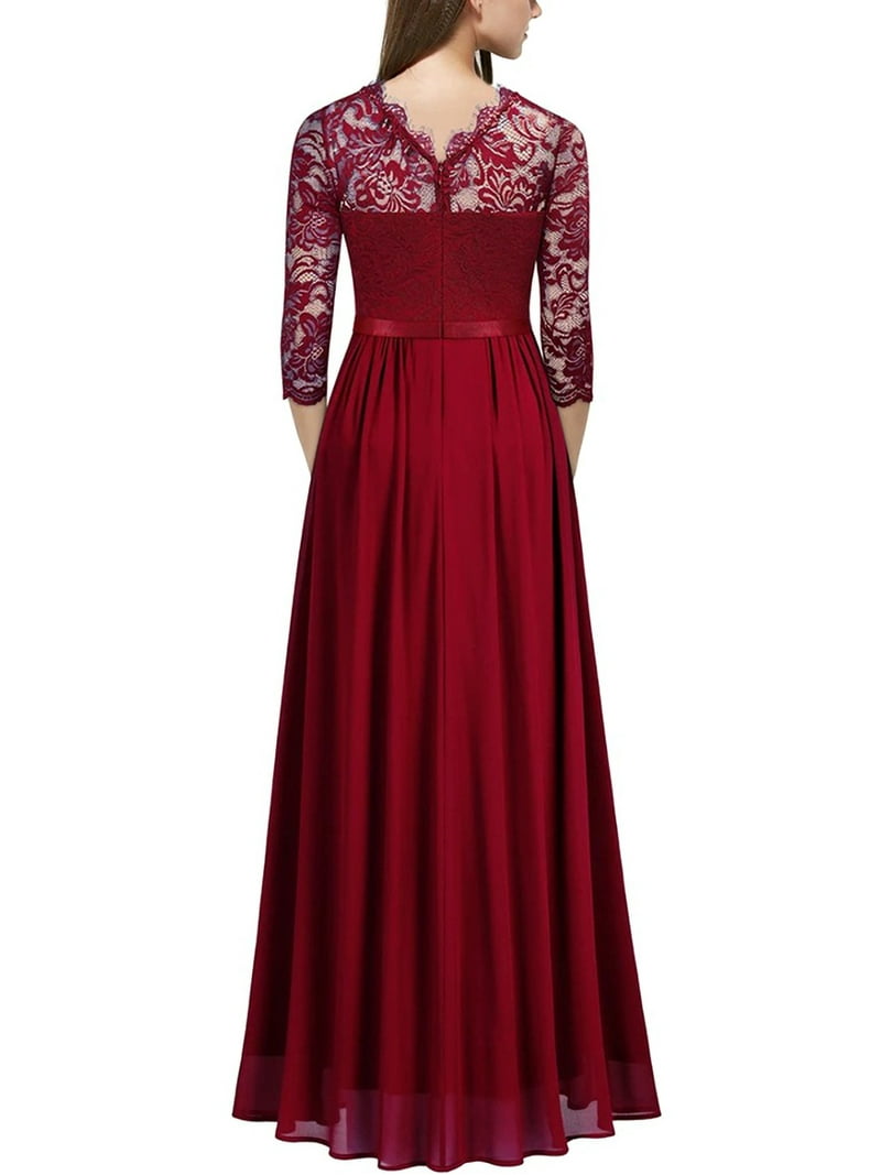 Glonme Women Bridesmaid Dresses Floral Print Prom Gown Lace Maxi Dress Wedding Formal Sundress 3/4 Sleeve Long Wine Red L - Walmart.com Glonme Women Bridesmaid Dresses Floral Print Prom Gown Lace Maxi Dress Wedding Formal Sundress 3/4 Sleeve Long Wine Red L - Walmart.com