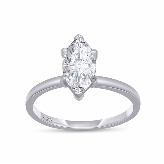 AFFY 0.90CT 10X5MM Marquise Moissanite Diamond Solitaire Ring for Women 14K White Gold over Silver-4