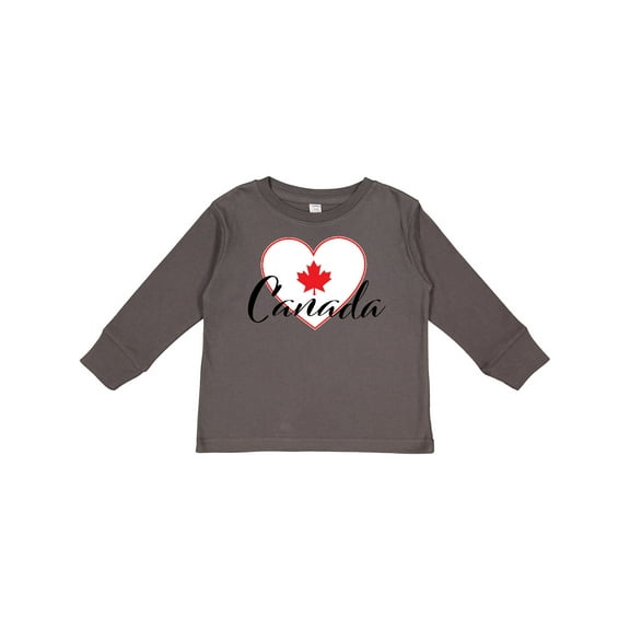 Inktastic Canada-heart and Maple Leaf Boys or Girls Long Sleeve Toddler T-Shirt
