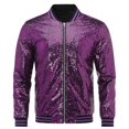 thumbnail image 1 of Allthemen Mens Sequins Casual Zipper Party Bomber Jacket, 1 of 4