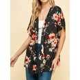 thumbnail image 4 of Made by Johnny Women's Kimono Style Short Sleeve Dolman Cardigan XXXXL BLACK_FLORAL, 4 of 6