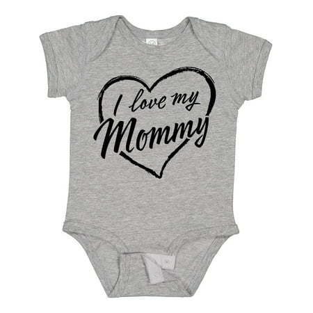 

Inktastic I Love My Mommy in Black Chalk Heart Gift Baby Boy or Baby Girl Bodysuit