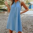 thumbnail image 2 of SHOPESSA Women's Summer Dresses Solid Color O-Neck Denim Dress Casual Loose Oversized Vest Dress, 2 of 5