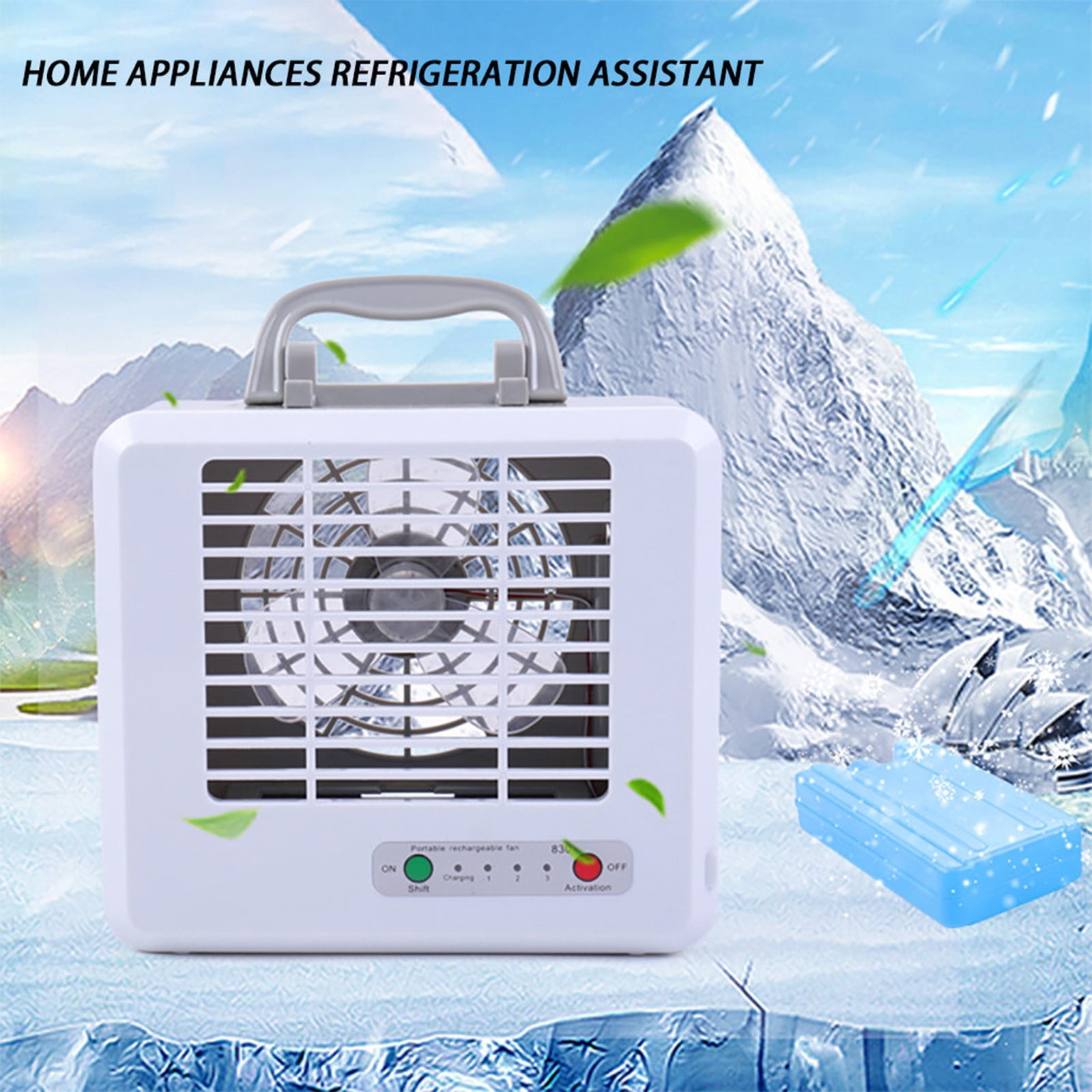 VAJUSO Quiet Portable Water-Cooled Fan, Ice Crystal Cooling 3 Speeds, Water Cooled Small Air Conditioner for Home Office Leisure