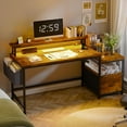 thumbnail image 4 of JJUN 57" Office Desk with Drawers and Printer Space,Computer Desk with Power Outlets,Home Office Desks with File Drawers Cabinet,Study and Gaming Desk with Shelves Monitor Stand,Rustic Brown, 4 of 9