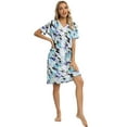 thumbnail image 2 of Nightgowns for Women V Neck Sleepwear Loungewear,Floral Print Comfy House Dresses Short Sleeve Sleep Dress Nightshirt Sleepwear,Mid-Length Asymmetric Plus Size Pajama Dress,Green S-2XL, 2 of 9